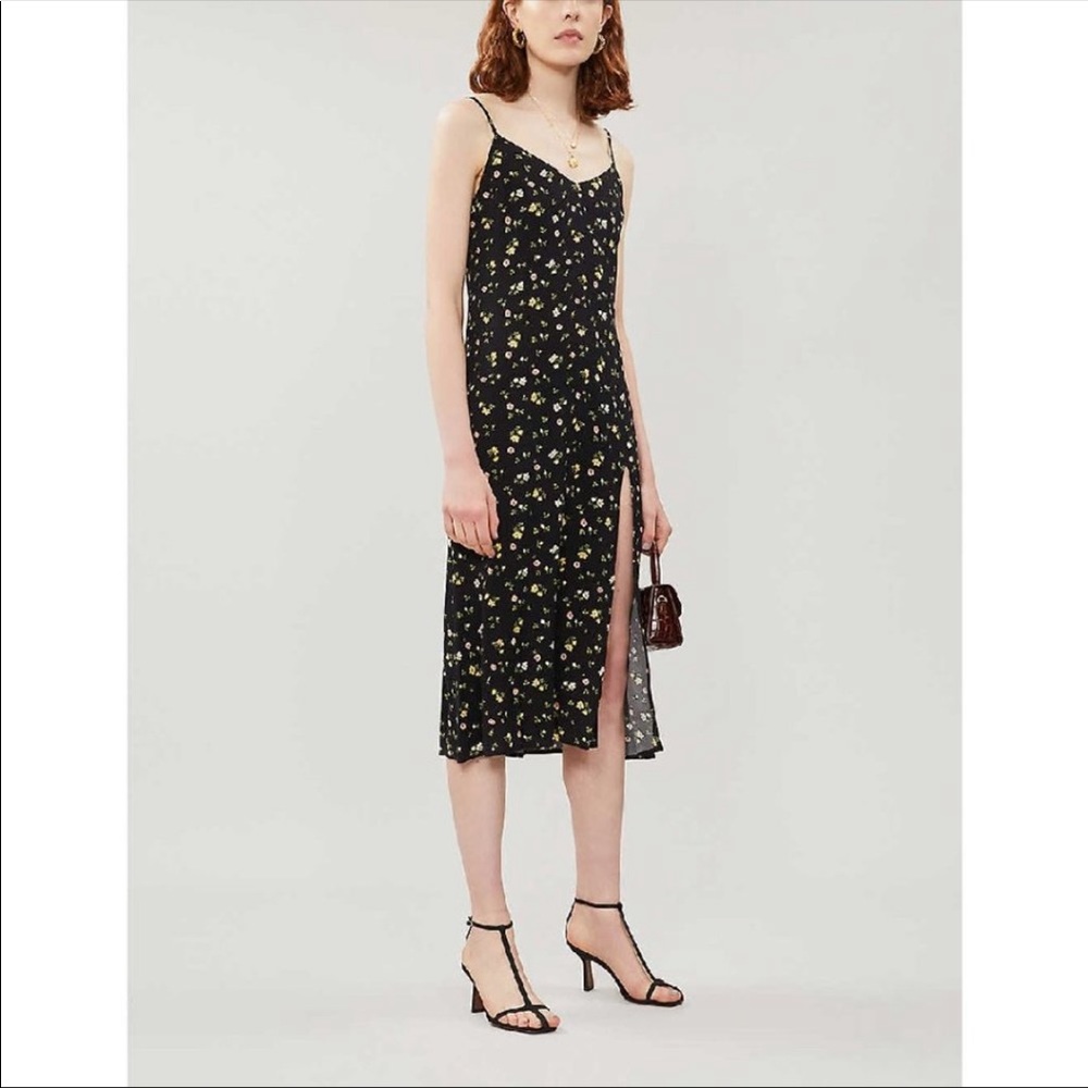 Reformation Crimini Floral Print Sleeveless Crepe Dress 10